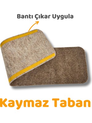 Merdiven Halısı Basamak Halısı Keçe Kaymaz Taban Kendinden Yapışkanlı Paspas Halıfleks 20X75 10 Adet