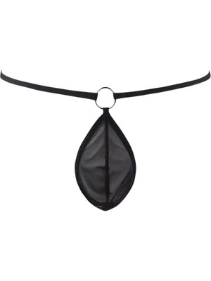 Tegan Siyah Transparan Halkalı Tül Erkek String Erkek Iç Çamaşırı BC4610