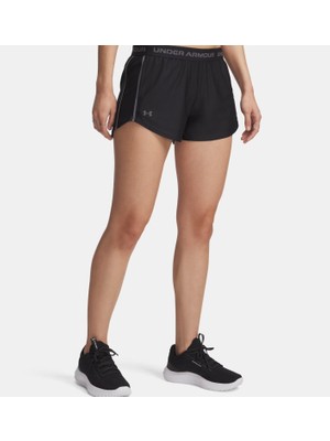 Kadın Under Armour Tech Play Up Şort 1389882 Düşük Bel Bandı ile Konforlu Siyah