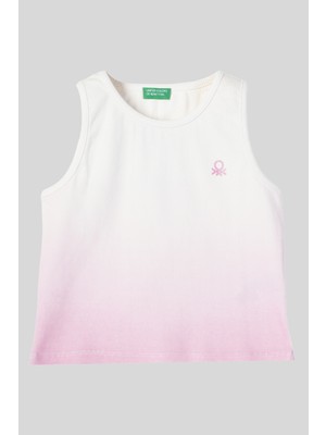 4-14 Yaş Benetton Renk Geçişli Kız Çocuk Atlet Pembe