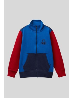 4-14 Yaş Benetton Renkli Uzun Kol Erkek Çocuk Sweat Kırmızı