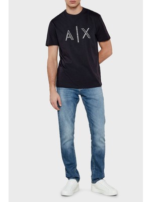 Armani Exchange Armani Exchage Taşlı  Pamuk Regular Fit Bisiklet Yaka T Shirt Erkek T Shirt XM000325 AF10364 UB101