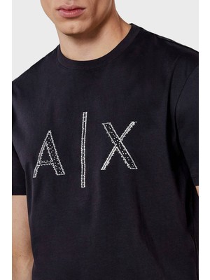 Armani Exchange Armani Exchage Taşlı  Pamuk Regular Fit Bisiklet Yaka T Shirt Erkek T Shirt XM000325 AF10364 UB101