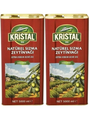 Kristal Zeytinyağı 10 lt Natürel Sızma Soğuk Sıkım (Teneke) (2 Adet*5lt)