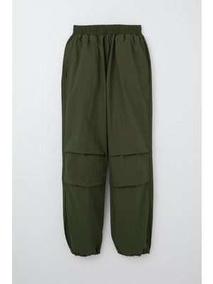 Breeze Kız Çocuk Paraşüt Jogger Paça Pantolon Regular Fit Haki Yeşil İnce Kumaş Özellikli