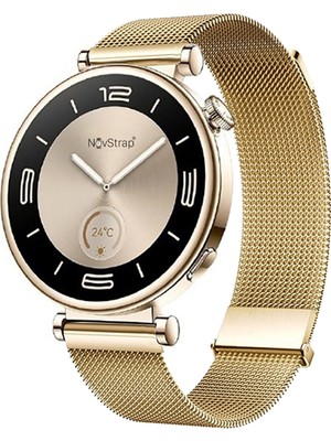 NovStrap Huawei Watch GT6 41mm GT4 41mm GT5 41mm GT5 Pro 42mm ile Uyumlu Kordon (18mm) Çift Mıknatıslı Lansman Metal Hasır Çelik Kayış