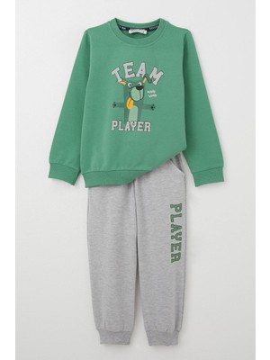 Breeze Erkek Çocuk Eşofman Takım Oyuncu Köpekçik Baskılı 1-4 Yaş, Mint Yeşili