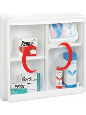 Xsay Lüks Beyaz Plastik Ecza Dolabı - Sürgülü Kapak (Yönetmeliğe Uygun) Uzun Ömürlü 11,5x46x29,5cm