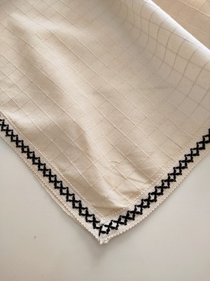 %100 Pamuk Buldan Monica Keten Kumaş Jüt Aksesuarlı Bohem Masa Örtüsü