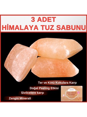 Hanzade Bitkisel Himalaya Tuz Sabunu 300-350 gr x 3 Adet Zengin Mineralli Doğal Saf Pembe Himalaya Kaya Tuzu Sabunu