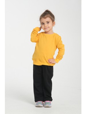 Kız Çocuk Oversize Bisiklet Yaka Basic Sweatshirt