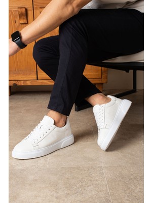 Safari Ayakkabı Tommy Erkek  Deri Sneaker Ayakkabı Beyaz