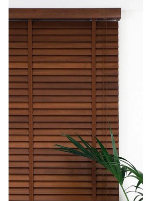 Wooden Blinds %100 Doğal Ahşap Jaluzi Perde 50MM,ALÜMINYUM Kasalı Yüksek Kaliteli-Walnut Brown/ceviz