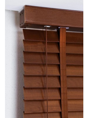 Wooden Blinds %100 Doğal Ahşap Jaluzi Perde 50MM,ALÜMINYUM Kasalı Yüksek Kaliteli-Walnut Brown/ceviz