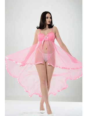 Beruflic Pembe Petli Tül Şifon Gecelik - 230