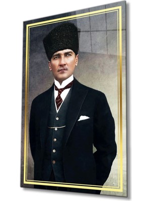 Atatürk Cam Tablo Ev ve Ofis Duvar Dekoru  Büyük Tablo Dayanıklı Cam