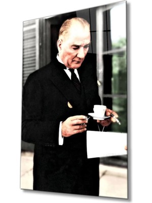 Marsilyan Atatürk Portresi Cam Tablo, Ev ve Ofis Duvar Dekoru,