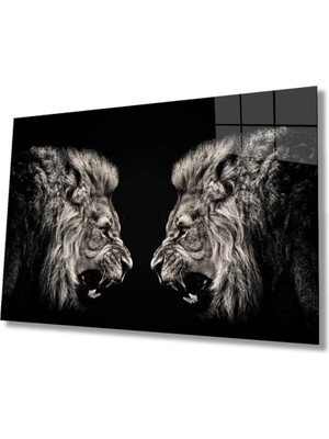 Marsilyan Aslan Hayvan Cam Tablo 4mm Dayanıklı Temperli Cam