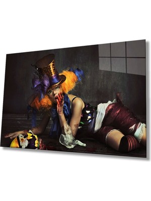 Marsilyan Kadın Joker Tablo Cam Tablo, Ev ve Ofis Duvar Dekoru