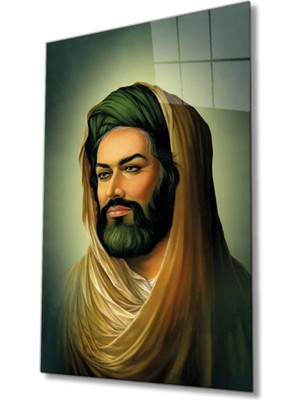 Marsilyan Hz. Ali Dini Islami Cam Tablo Ev ve Ofis Duvar Dekoru  Büyük Tablo Dayanıklı Cam