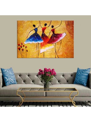 Dekoratif Baskı Pop Art Dans Eden Kadınlar Kanvas Tablo