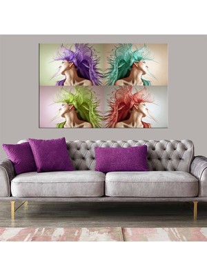 Dekoratif Baskı  Renkli Saçlar Kanvas Tablo