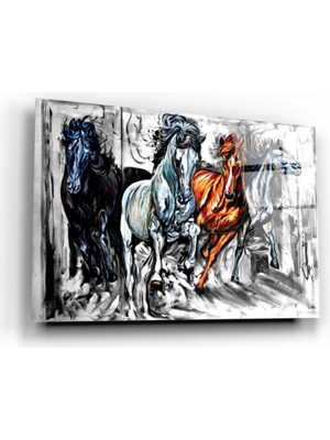 Koşan Atlar Cam Tablo