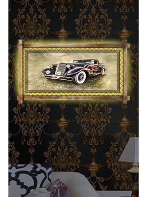 Marsilyan Antika Araba LED Işıklı Rustik Kanvas Tablo O