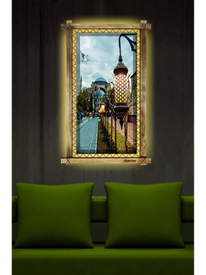 Marsilyan Istanbul  LED Işıklı Rustik Kanvas Tablo K