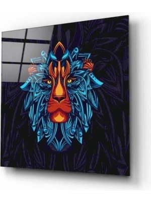 Aslan Portre Cam Tablo 50 x 50  cm
