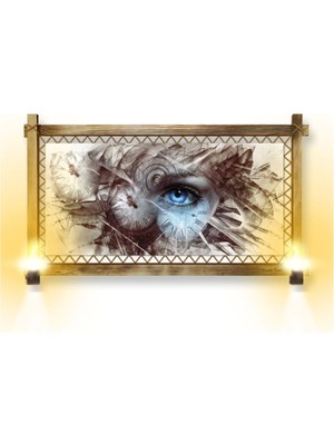 Marsilyan Rustik Işıklı Soyut Göz Kanvas Rustik Tablo B