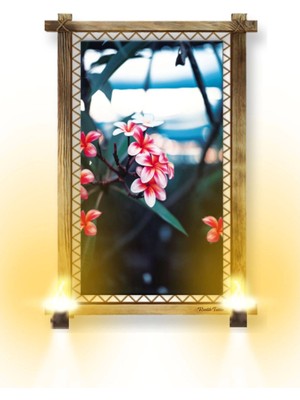 Rustik Işıklı Çiçek Kanvas Rustik Tablo B