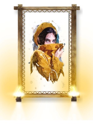 Marsilyan Rustik Işıklı Portre Kanvas Rustik Tablo O