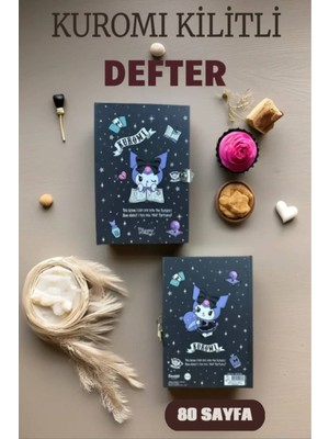 Kuromi Kilitli Defter 80 Yaprak Siyah - 14 x 20 cm