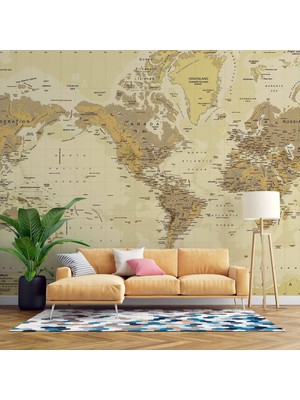 Vintage Fiziki Dünya Haritası Duvar Kağıdı