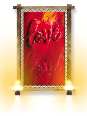 Rustik Işıklı Love Kanvas Rustik Tablo K