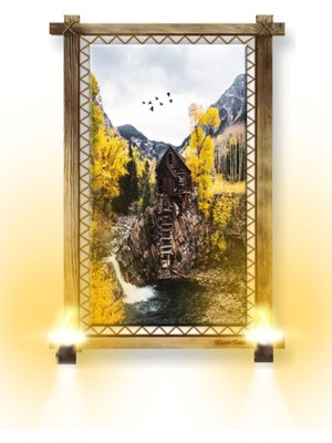 Rustik Işıklı Manzara Kanvas Rustik Tablo B