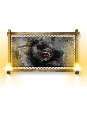 Marsilyan Rustik Işıklı Soyut Kanvas Rustik Tablo