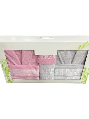 Bay&bayan %100 Pamuk 2'li 8 Parça Bornoz Seti Bornoz Çeyiz Seti Bornoz Takımı