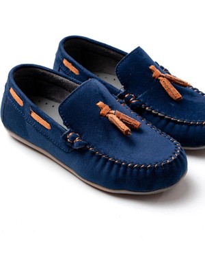Pabuçcum Çocuk Yumuşak Kaydırmaz Anatomik Taban Loafer Lacivert Erkek Çocuk İçin Kauçuk Taban