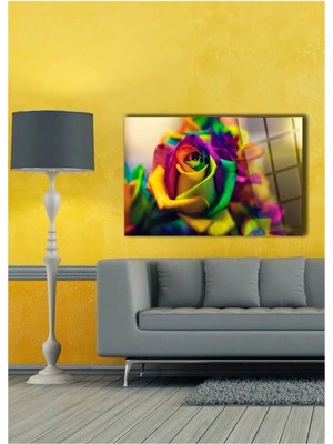 Marsilyan Renkli Gül Cam Tablo Duvar Dekarasyonu,ev Dekorasyon,duvar Tablosu