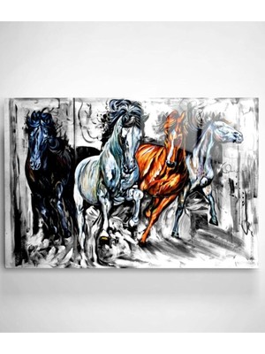 Marsilyan Digi-Art Atlar Cam Tablo 50 x 70