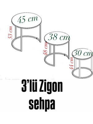 Ahşap 3lü Zigon Sehpa