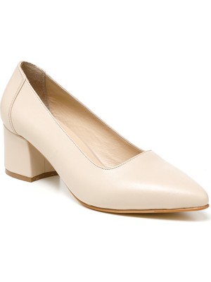 Kadın Topuklu/ Stiletto RC-4003 Deriden Krem