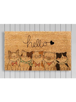 Koko Paspas Home Hello Kediler 35X60CM Merhaba Kedi Sever Kapı 1 Adet