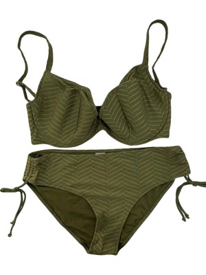 Kadın Haki Desenli Büyük Beden Astarlı Bikini Takım HZL25S-LC4004