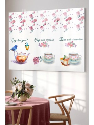 Çay Saati Çaylavyu| Mutfak Temalı Cam Tablo | 50 x 70  cm