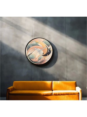 Dekoratif 3D Baskı Geometrik Desen Yuvarlak Duvar Saati -43