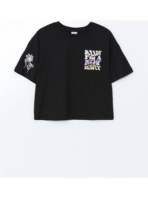 Lcw Kids Bisiklet Yaka Kız Çocuk Crop Tişört