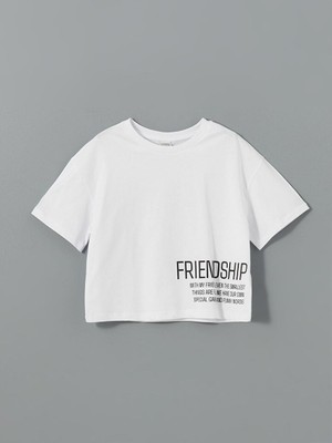 Lcw Kids Bisiklet Yaka Kız Çocuk Crop Tişört